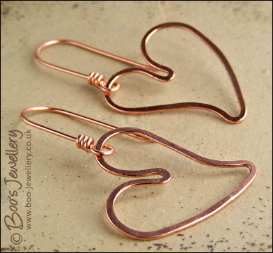 Copper heart earrings