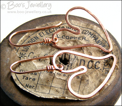 Copper heart earrings