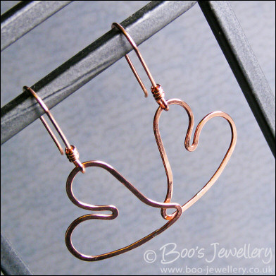 Copper heart earrings