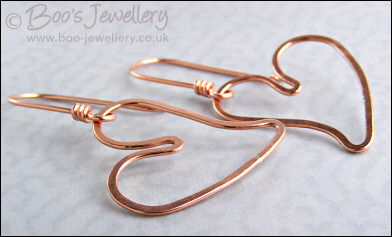 Copper heart earrings