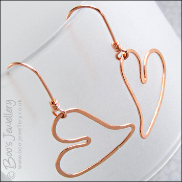 Copper heart earrings