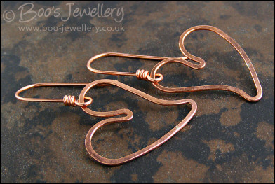 Copper heart earrings