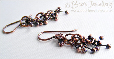 Antiqued copper raindrops earrings - now available in 4 colours