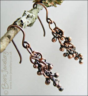Antiqued copper raindrops earrings - now available in 4 colours
