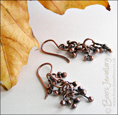 Antiqued copper raindrops earrings - now available in 4 colours