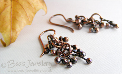 Antiqued copper raindrops earrings - now available in 4 colours