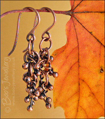 Antiqued copper raindrops earrings - now available in 4 colours