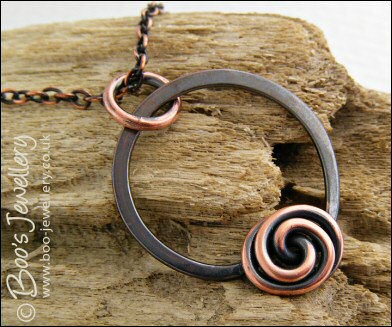 Rosebud knot and circle antiqued copper pendant - made to order