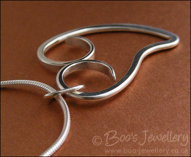 Curly Sterling silver heart pendant on snake chain