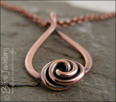 Rosebud knot teardrop loop pendant - made to order