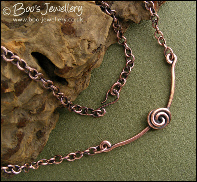 Rosebud knot antiqued copper necklace