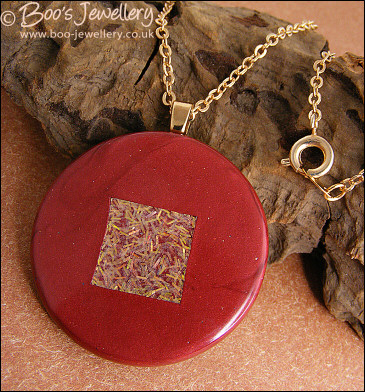Russet polymer clay pendant with insert