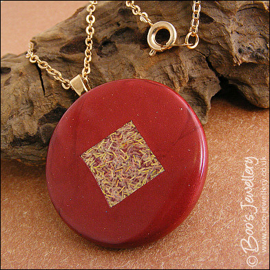 Russet polymer clay pendant with insert