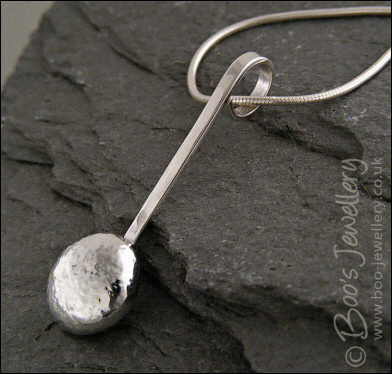 Large Sterling silver nugget pendant on snake chain