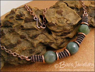 Antiqued copper and Indian Fancy Jasper necklace