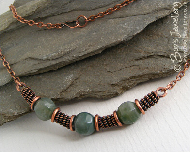 Antiqued copper and Indian Fancy Jasper necklace