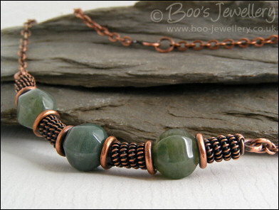 Antiqued copper and Indian Fancy Jasper necklace