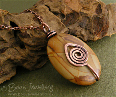Antiqued copper and Mustard Jasper pendant necklace