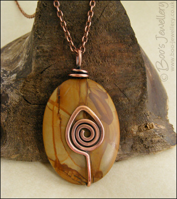 Antiqued copper and Mustard Jasper pendant necklace