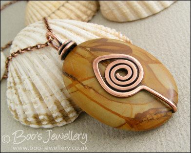 Antiqued copper and Mustard Jasper pendant necklace