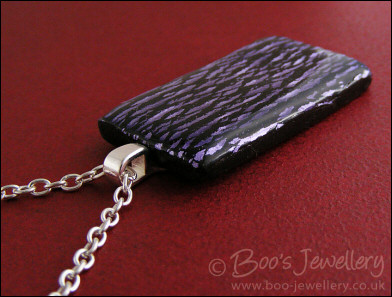 Purple faux dichroic glass style polymer clay pendant