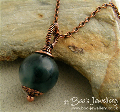 Green jade and antiqued copper pendant - made to order