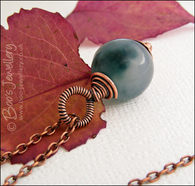 Green jade and antiqued copper pendant - made to order