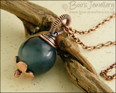 Green jade and antiqued copper pendant - made to order