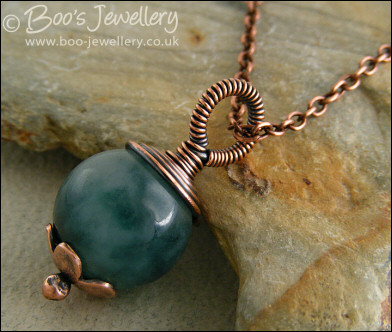 Green jade and antiqued copper pendant - made to order