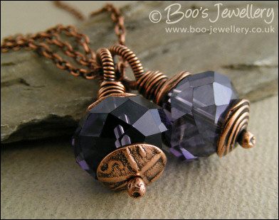 Large amethyst faceted crystal pendant on chain