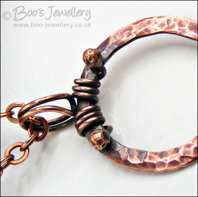 Hammered copper and Amethyst drop necklace
