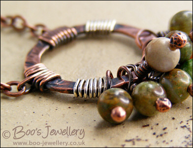 Green opal and copper earth tones necklace