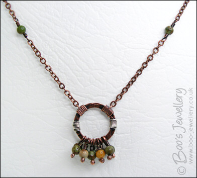 Green opal and copper earth tones necklace