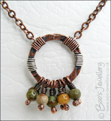 Green opal and copper earth tones necklace