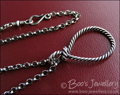 Twisted Sterling silver knotted loop pendant