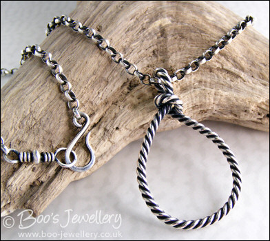 Twisted Sterling silver knotted loop pendant