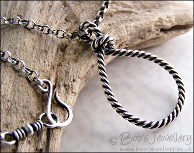 Twisted Sterling silver knotted loop pendant