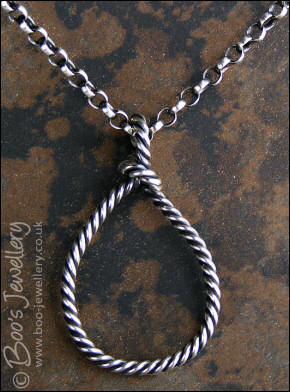 Twisted Sterling silver knotted loop pendant