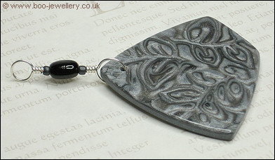 Grey metallic Mokume Gane polymer clay pendant