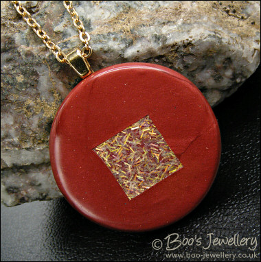 Russet polymer clay pendant with insert