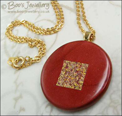 Russet polymer clay pendant with insert