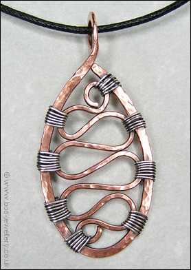 Silver wrapped copper pendant and chain