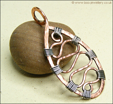 Silver wrapped copper pendant and chain