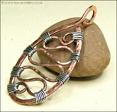 Silver wrapped copper pendant and chain